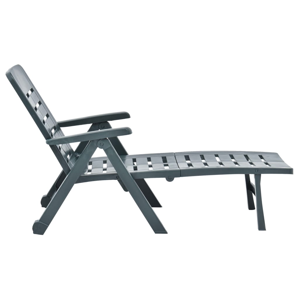 D-Shop Folding Sun Lounger Plastic Green - Design Shop